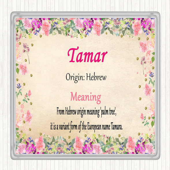 Tamar Name Meaning Drinks Mat Coaster Floral