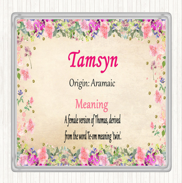 Tamsyn Name Meaning Drinks Mat Coaster Floral