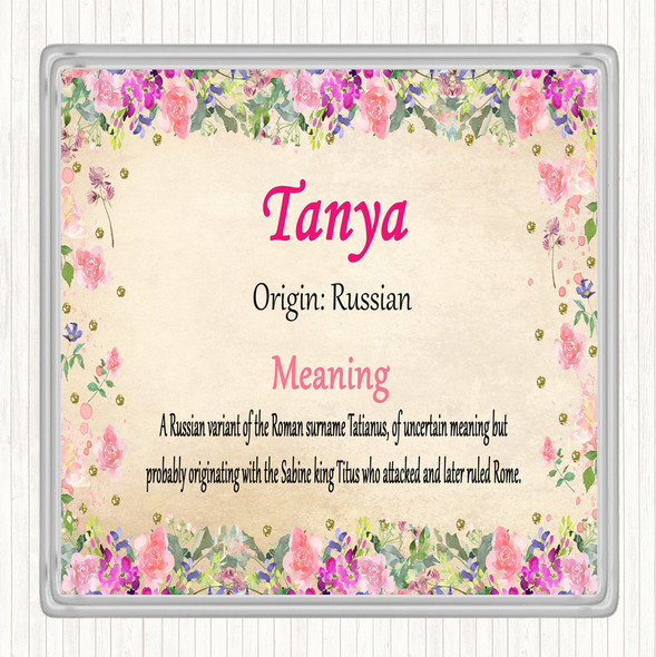 Tanya Name Meaning Drinks Mat Coaster Floral