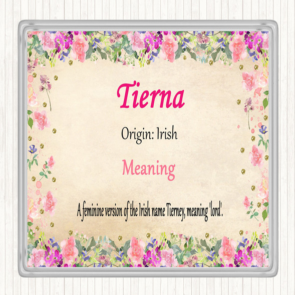 Tierna Name Meaning Drinks Mat Coaster Floral