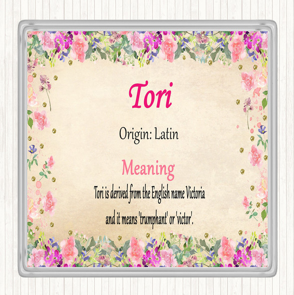 Tori Name Meaning Drinks Mat Coaster Floral