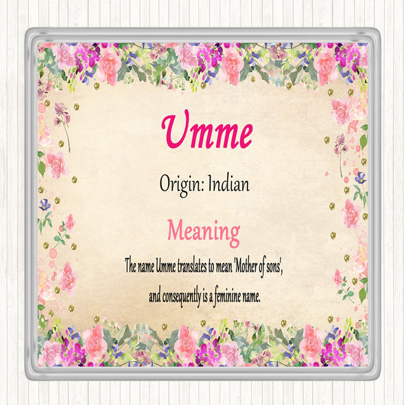 Umme Name Meaning Drinks Mat Coaster Floral