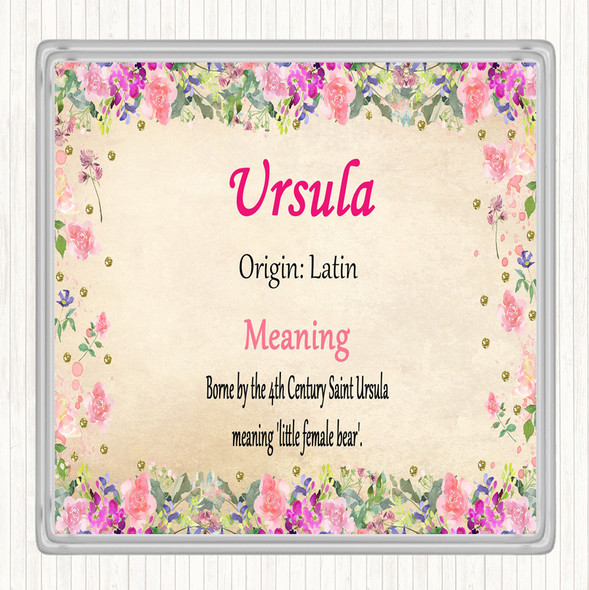 Ursula Name Meaning Drinks Mat Coaster Floral