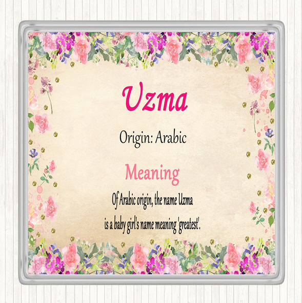 Uzma Name Meaning Drinks Mat Coaster Floral