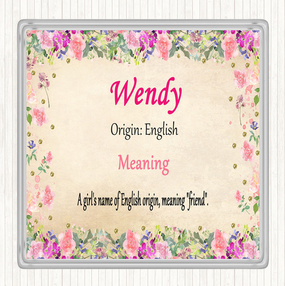 Wendy Name Meaning Drinks Mat Coaster Floral