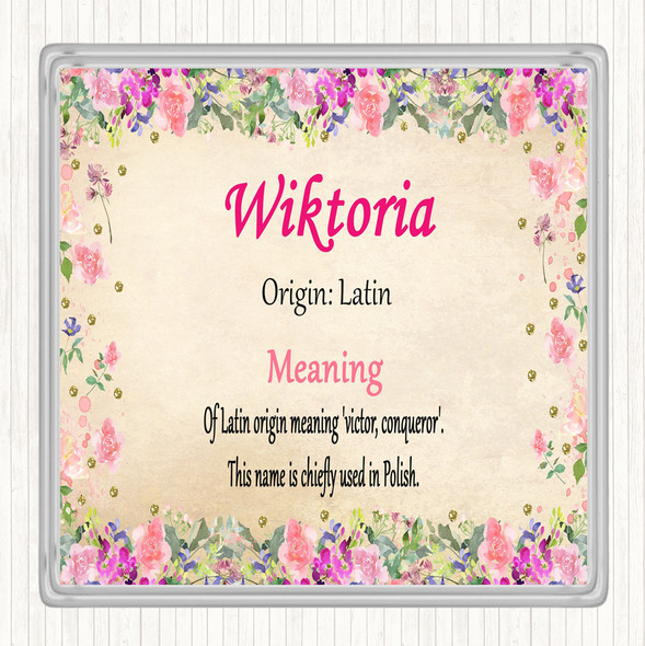 Wiktoria Name Meaning Drinks Mat Coaster Floral