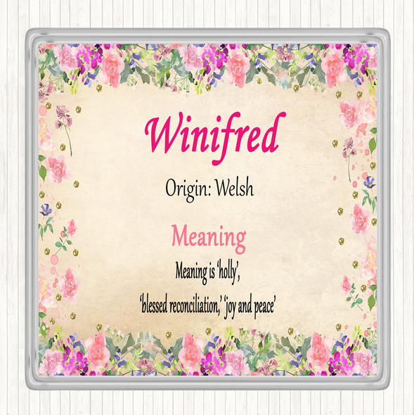 Winifred Name Meaning Drinks Mat Coaster Floral