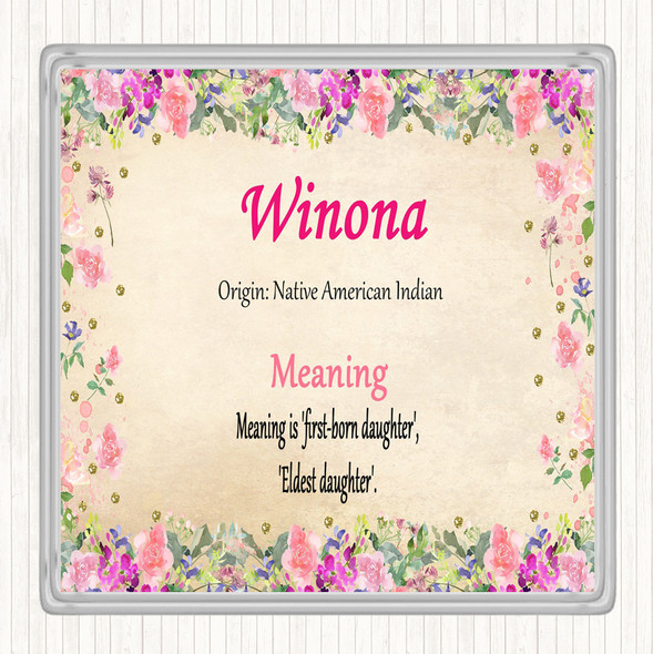 Winona Name Meaning Drinks Mat Coaster Floral