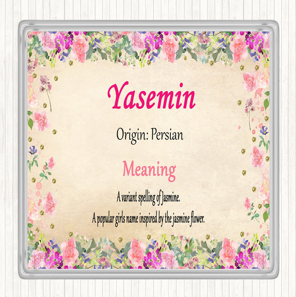 Yasemin Name Meaning Drinks Mat Coaster Floral
