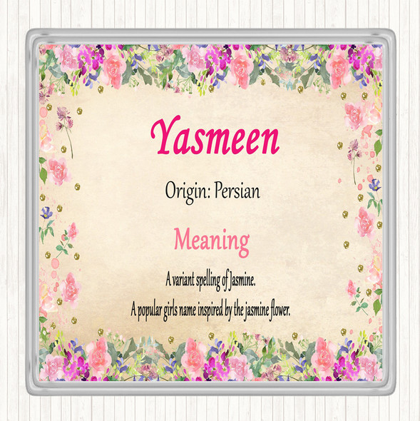 Yasmeen Name Meaning Drinks Mat Coaster Floral
