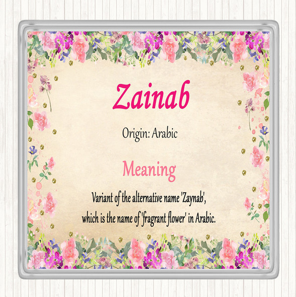 Zainab Name Meaning Drinks Mat Coaster Floral