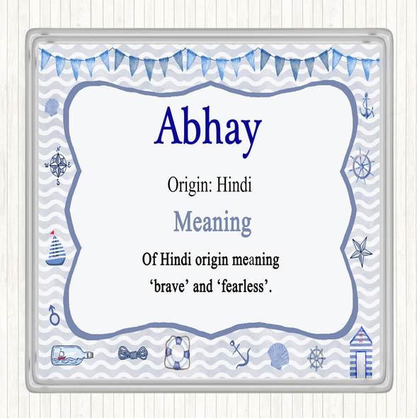 Abhay Name Meaning Drinks Mat Coaster Blue The Card Zoo