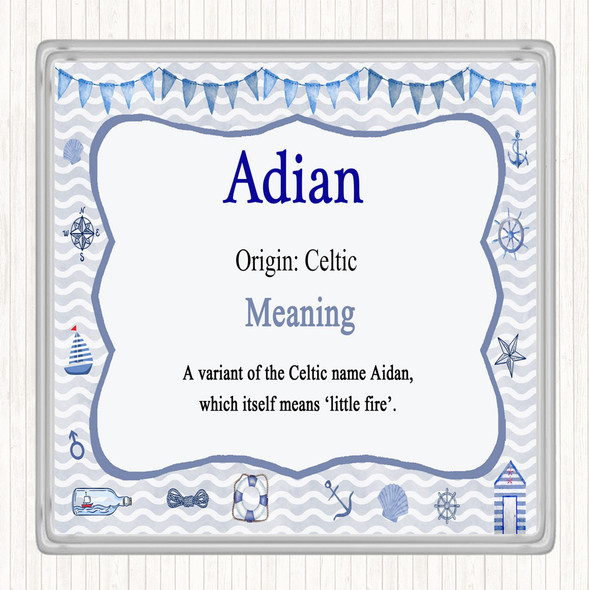 Adian Name Meaning Drinks Mat Coaster Nautical
