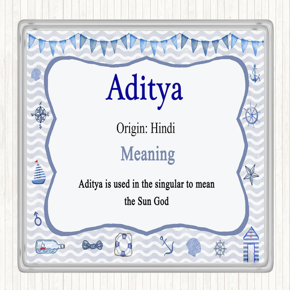 Aditya Name Meaning Drinks Mat Coaster Nautical