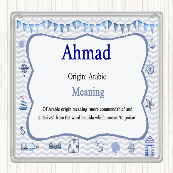 Ahmad Name Meaning Drinks Mat Coaster Nautical