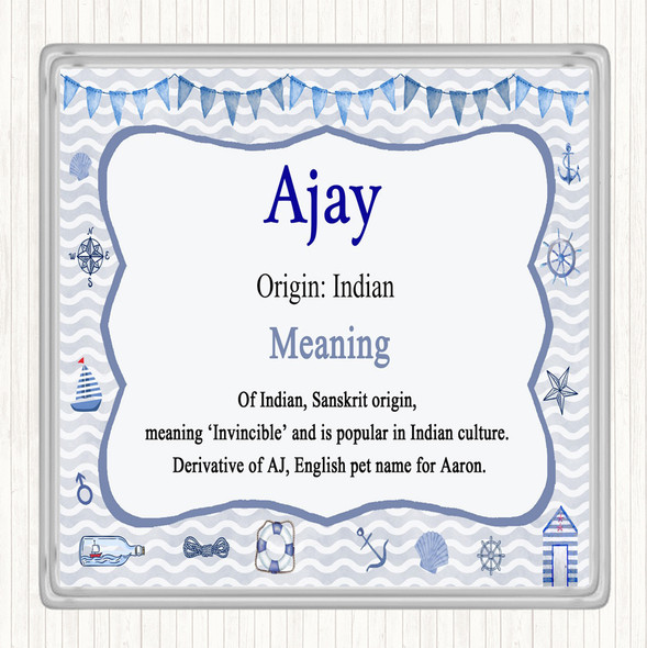 Ajay Name Meaning Drinks Mat Coaster Nautical