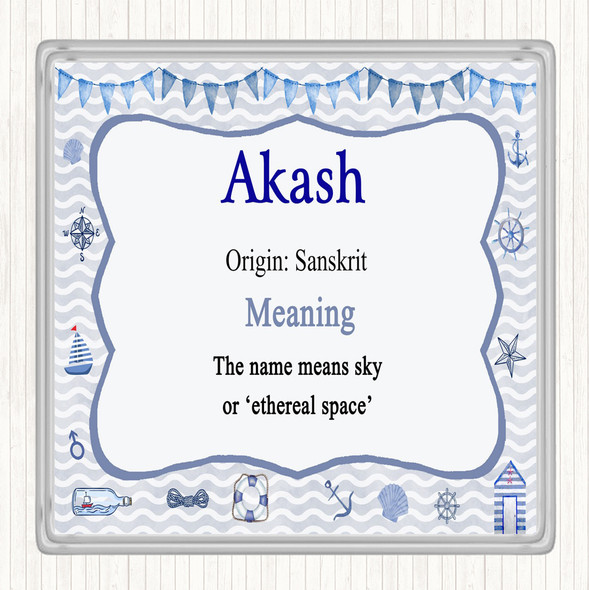 Akash Name Meaning Drinks Mat Coaster Nautical