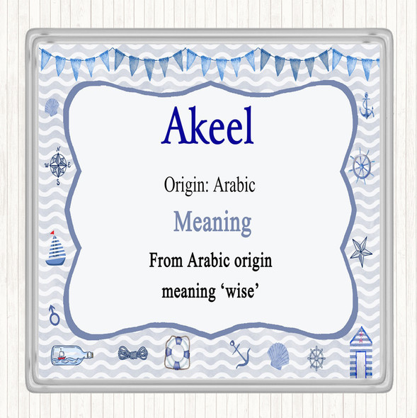 Akeel Name Meaning Drinks Mat Coaster Nautical