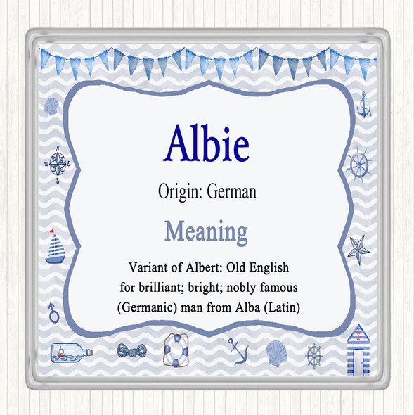 Albie. Name Meaning Drinks Mat Coaster Nautical