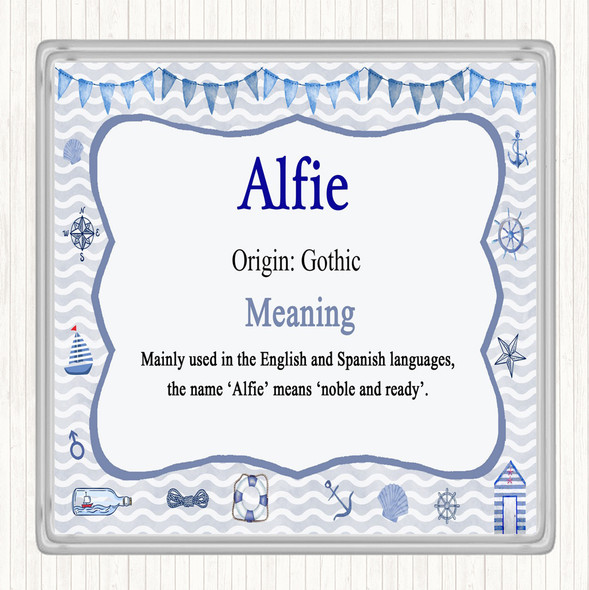 Alfie Name Meaning Drinks Mat Coaster Nautical