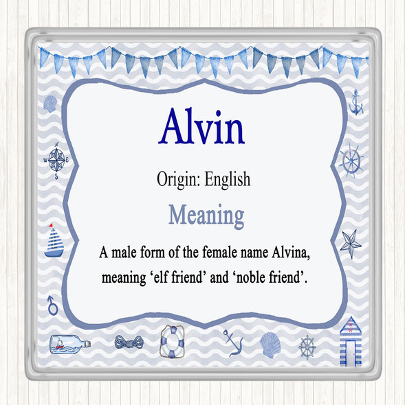 Alvin Name Meaning Drinks Mat Coaster Nautical