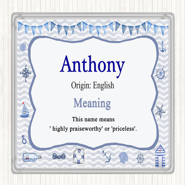 Anthony Name Meaning Drinks Mat Coaster Nautical