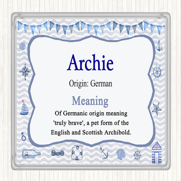 Archie Name Meaning Drinks Mat Coaster Nautical