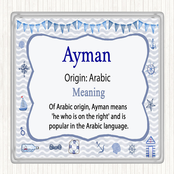 Ayman Name Meaning Drinks Mat Coaster Nautical