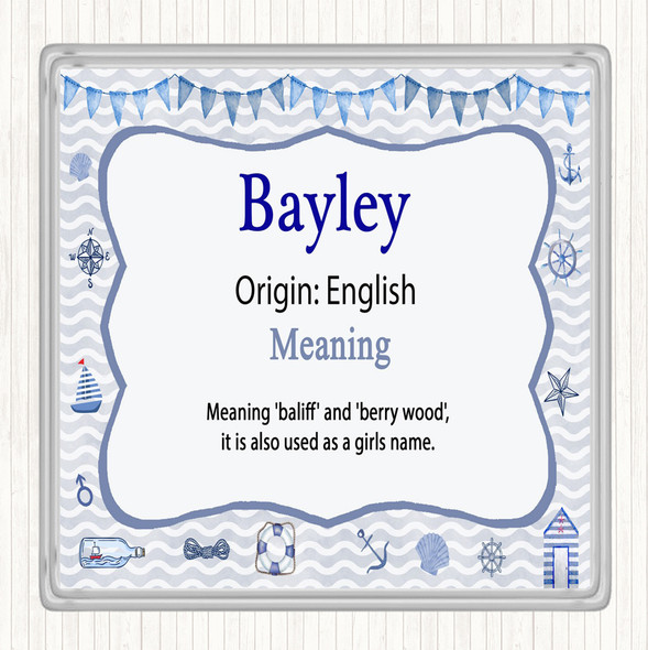 Bayley Name Meaning Drinks Mat Coaster Nautical