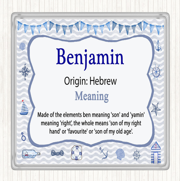 Benjamin Name Meaning Drinks Mat Coaster Nautical