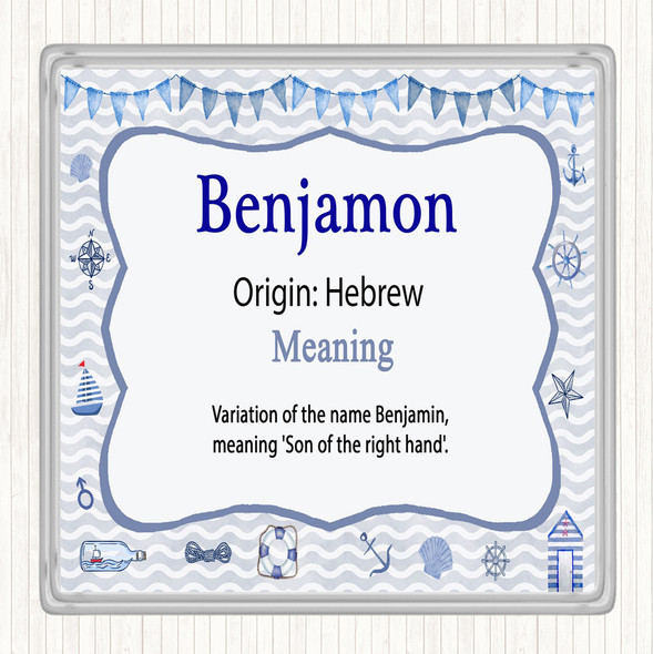 Benjamon Name Meaning Drinks Mat Coaster Nautical