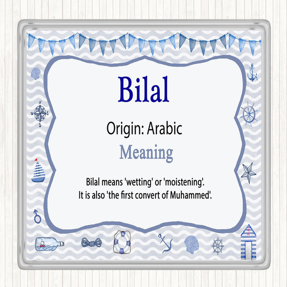 Bilal Name Meaning Drinks Mat Coaster Nautical