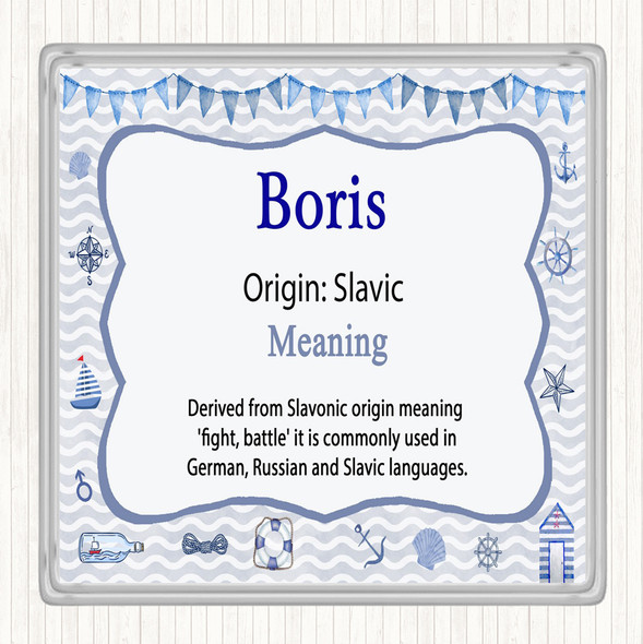 Boris Name Meaning Drinks Mat Coaster Nautical