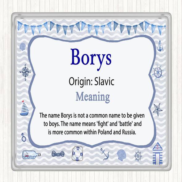 Borys Name Meaning Drinks Mat Coaster Nautical