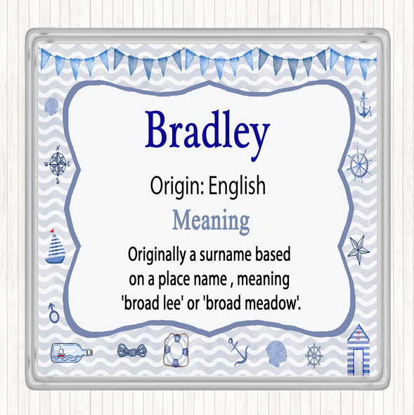Bradley Name Meaning Drinks Mat Coaster Nautical