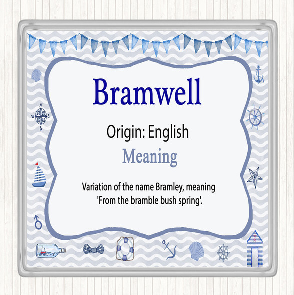 bramwell Name Meaning Drinks Mat Coaster Nautical