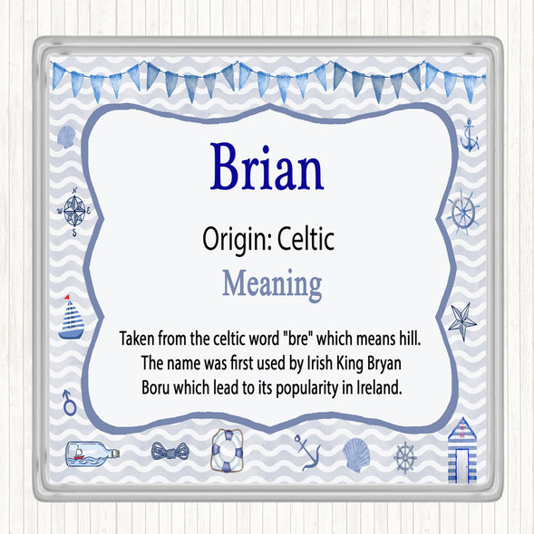 Brian Name Meaning Drinks Mat Coaster Nautical