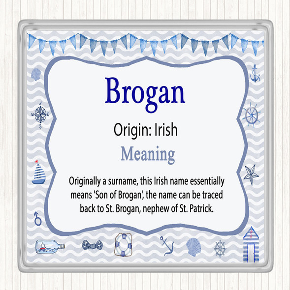 Brogan Name Meaning Drinks Mat Coaster Nautical