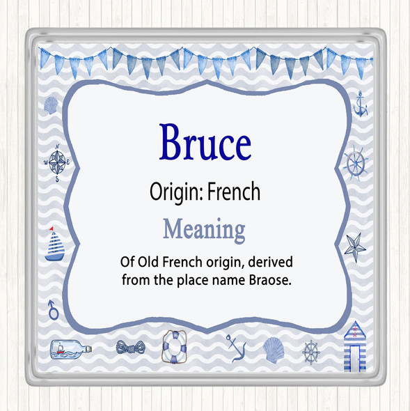 Bruce Name Meaning Drinks Mat Coaster Nautical