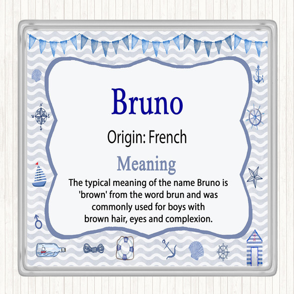 Bruno Name Meaning Drinks Mat Coaster Nautical