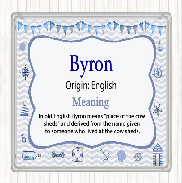 Byron Name Meaning Drinks Mat Coaster Nautical