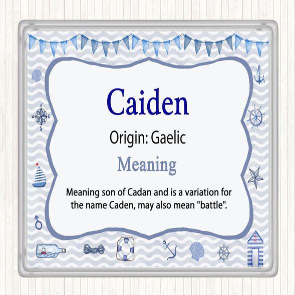 Caiden Name Meaning Drinks Mat Coaster Nautical