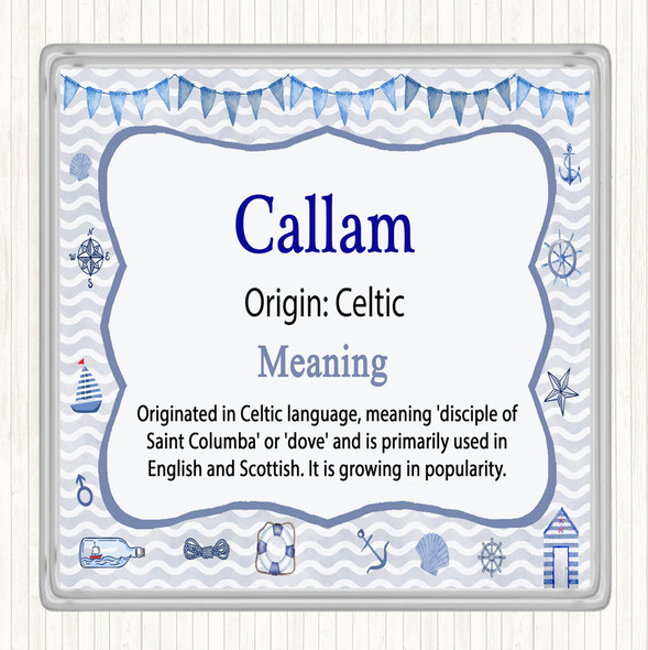 Callam Name Meaning Drinks Mat Coaster Nautical