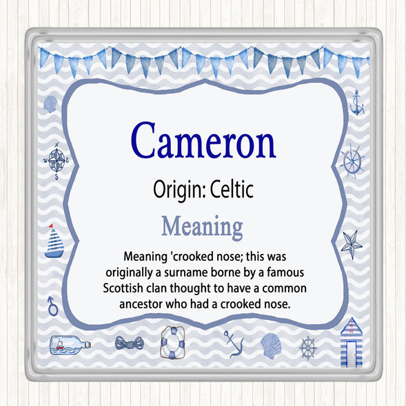 Cameron Name Meaning Drinks Mat Coaster Nautical