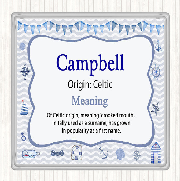 Campbell Name Meaning Drinks Mat Coaster Nautical