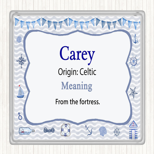 Carey Name Meaning Drinks Mat Coaster Nautical