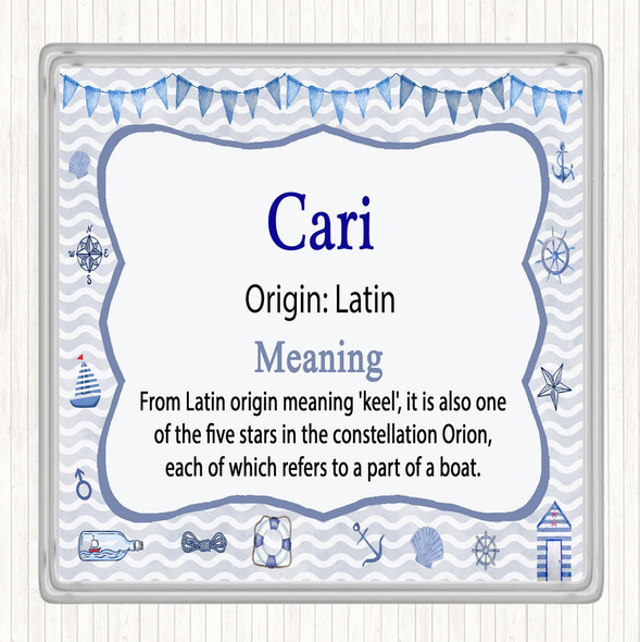 Cari Name Meaning Drinks Mat Coaster Nautical