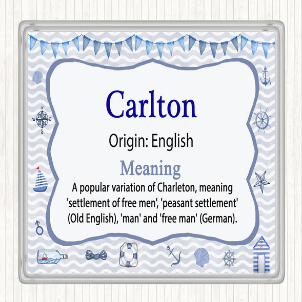 Carlton Name Meaning Drinks Mat Coaster Nautical