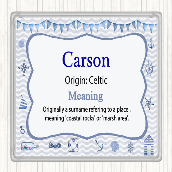 Carson Name Meaning Drinks Mat Coaster Nautical