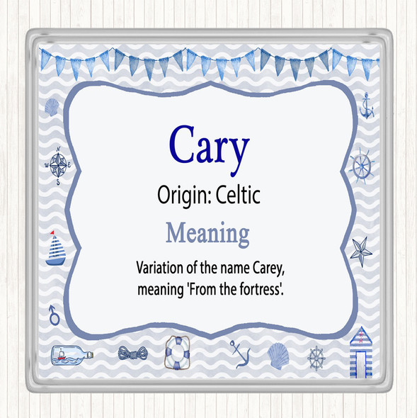 Cary Name Meaning Drinks Mat Coaster Nautical